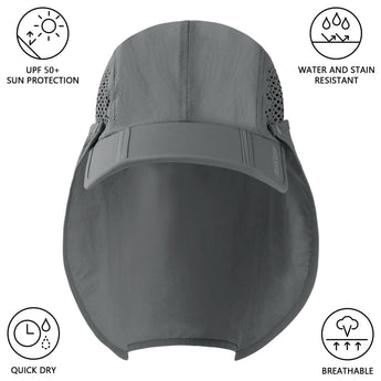 Bassdash Foldable UPF 50+ Fishing Hats with Removable Neck Flap FH12 - Bassdash