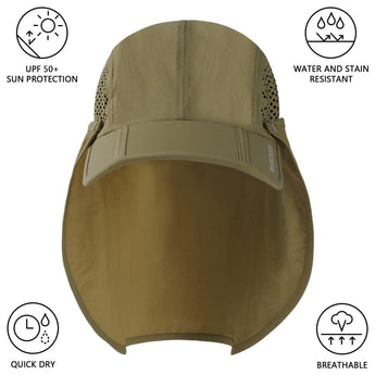 Bassdash Foldable UPF 50+ Fishing Hats with Removable Neck Flap FH12 - Bassdash