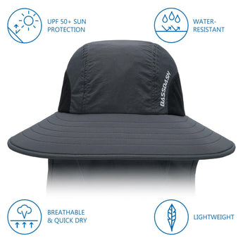 Unisex UPF 50+ Water Resistant Sun Hat with Neck Flap FH06 - Bassdash