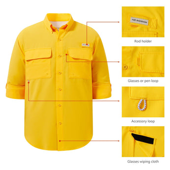 Men's UPF 50+ Long Sleeve Fishing Button Down Shirt FS21M NEW COLOR - Bassdash