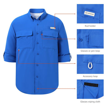 Men's UPF 50+ Long Sleeve Fishing Button Down Shirt FS21M NEW COLOR - Bassdash