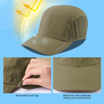 Bassdash Foldable UPF 50+ Fishing Hats with Removable Neck Flap FH12 - Bassdash