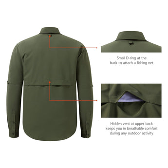 Men's UPF 50+ Long Sleeve Fishing Button Down Shirt FS21M NEW COLOR - Bassdash