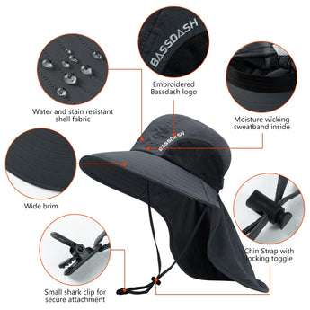 Unisex UPF 50+ Water Resistant Sun Hat with Neck Flap FH06 - Bassdash