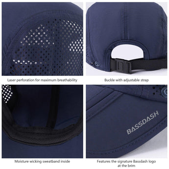 Bassdash Foldable UPF 50+ Fishing Hats with Removable Neck Flap FH12 - Bassdash