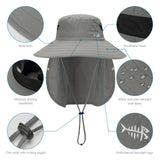 Unisex UPF 50+ Sun Hat with Face Cover & Neck Flap FH09 - Bassdash
