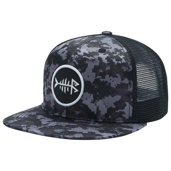 Unisex Flat Brim Trucker Cap - Night Digital Camo1 - Bassdash