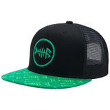Unisex Flat Brim Trucker Cap - Green and Black1 - Bassdash