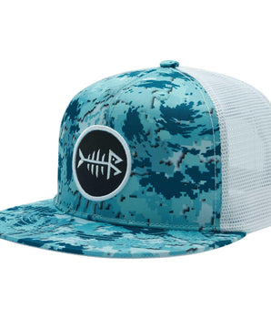 Unisex Flat Brim Trucker Cap - Ocean Digital Camo1 - Bassdash