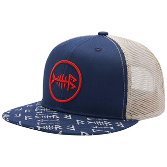 Unisex Flat Brim Trucker Cap - Navy Blue1 - Bassdash