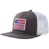 Unisex Flat Brim Trucker Cap - Charcoal Grey Fish Flag1 - Bassdash