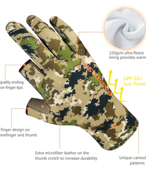 Unisex Fingerless Fleece Liner Hunting Gloves HG06