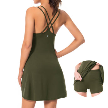 Women's UPF 50+ Tennis Dress with shorts LB06W - Bassdash