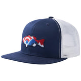 Unisex Flat Brim Trucker Cap - Collegiate Navy Bass1 - Bassdash