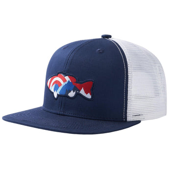 Unisex Flat Brim Trucker Cap - Collegiate Navy Bass1 - Bassdash