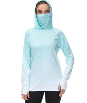 Women's UPF 50+ Fishing Hoodies with Face Mask Thumb Holes FS23W - Bassdash
