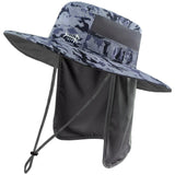 Unisex UPF 50+ Wide Brim Bucket Hat with Detachable Neck Flap FH02 - Bassdash