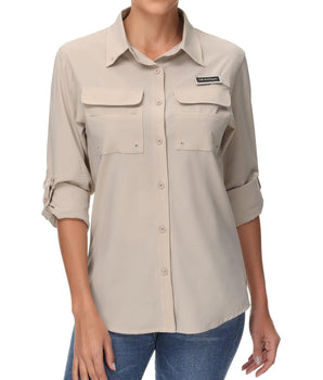Women's UPF 50+ Long Sleeve Button Down Shirt FS21W - Bassdash
