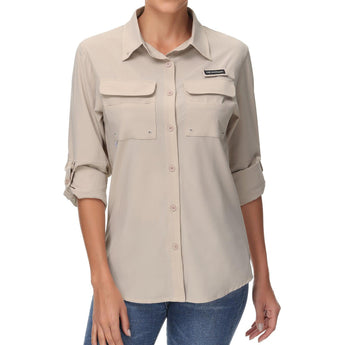 Women's UPF 50+ Long Sleeve Button Down Shirt FS21W - Bassdash