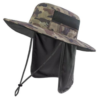 Unisex UPF 50+ Wide Brim Bucket Hat with Detachable Neck Flap FH02 - Bassdash