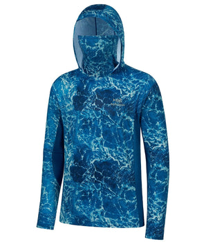 Men's UPF 50+ Camo Fishing Hoodie Shirts with Face Cover FS25M - Bassdash