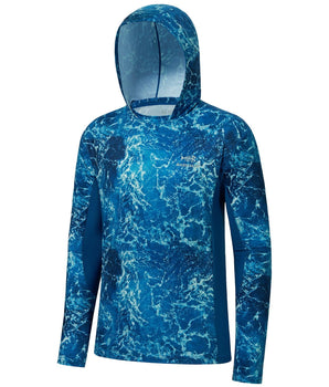 Men's UPF 50+ Camo Fishing Hoodie Shirts with Face Cover FS25M - Bassdash