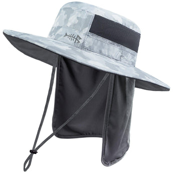 Unisex UPF 50+ Wide Brim Bucket Hat with Detachable Neck Flap FH02 - Bassdash