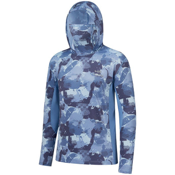 Men's UPF 50+ Camo Fishing Hoodie Shirts with Face Cover FS25M - Bassdash