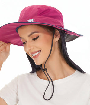 Women's UPF 50+ Sun Hat with Ponytail Hole Neck Flap FH05W - Bassdash