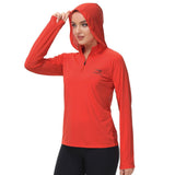 Women’s UPF 50+ Long Sleeve Hoodie Half Zip Shirt - Bassdash