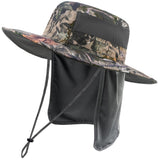 Unisex UPF 50+ Wide Brim Bucket Hat with Detachable Neck Flap FH02 - Bassdash