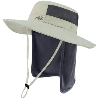 Unisex UPF 50+ Wide Brim Bucket Hat with Detachable Neck Flap FH02 - Bassdash