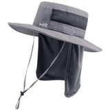 Unisex UPF 50+ Wide Brim Bucket Hat with Detachable Neck Flap FH02 - Bassdash