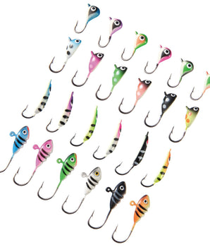 Ice Fishing Lure Kit Glowing Paint Jigs, 24pcs assorted crappie/panfish/perch jigs - Bassdash