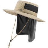 Unisex UPF 50+ Wide Brim Bucket Hat with Detachable Neck Flap FH02 - Bassdash