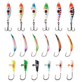 Ice Fishing Lure Kit Glowing Paint Jigs, 18pcs assorted perch/walleye/pike jigs - Bassdash
