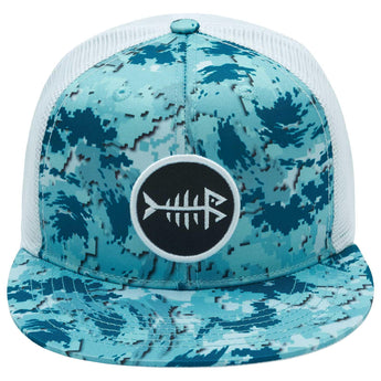Unisex Flat Brim Trucker Cap - Ocean Digital Camo3 - Bassdash