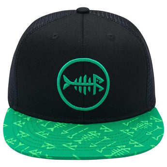 Unisex Flat Brim Trucker Cap - Green and Black3 - Bassdash