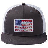 Unisex Flat Brim Trucker Cap - Charcoal Grey Fish Flag2 - Bassdash