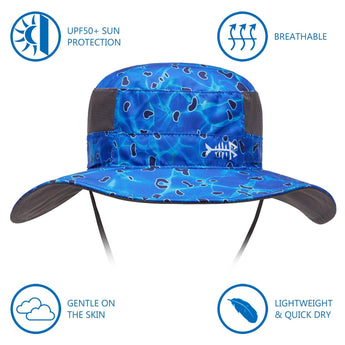 Unisex UPF 50+ Wide Brim Bucket Hat with Detachable Neck Flap FH02 - Bassdash