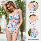 WILDBREATH Women's Tummy Control Ruffled Strap One Piece Swimsuit - Bassdash