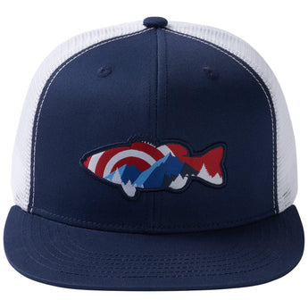 Unisex Flat Brim Trucker Cap - Collegiate Navy Bass2 - Bassdash