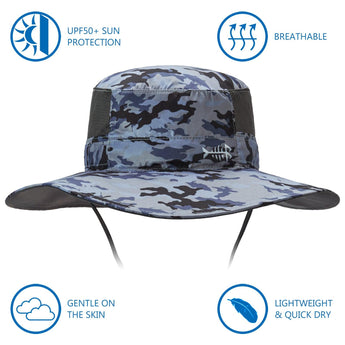 Unisex UPF 50+ Wide Brim Bucket Hat with Detachable Neck Flap FH02 - Bassdash