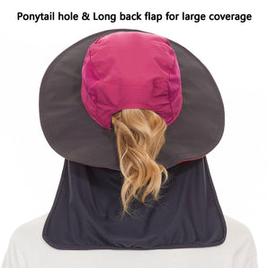 Women's UPF 50+ Sun Hat with Ponytail Hole Neck Flap FH05W - Bassdash