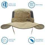 Unisex UPF 50+ Wide Brim Bucket Hat with Detachable Neck Flap FH02 - Bassdash