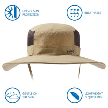 Unisex UPF 50+ Wide Brim Bucket Hat with Detachable Neck Flap FH02 - Bassdash