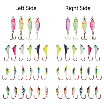 Ice Fishing Lure Kit Glowing Paint Jigs,30 pcs assorted perch/walleye/pike jigs - Bassdash