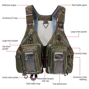 Bassdash Multi Pocket Fishing Vest FV12 - Bassdash