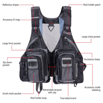 Bassdash Multi Pocket Fishing Vest FV12 - Bassdash