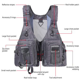 Bassdash Multi Pocket Fishing Vest FV12 - Bassdash